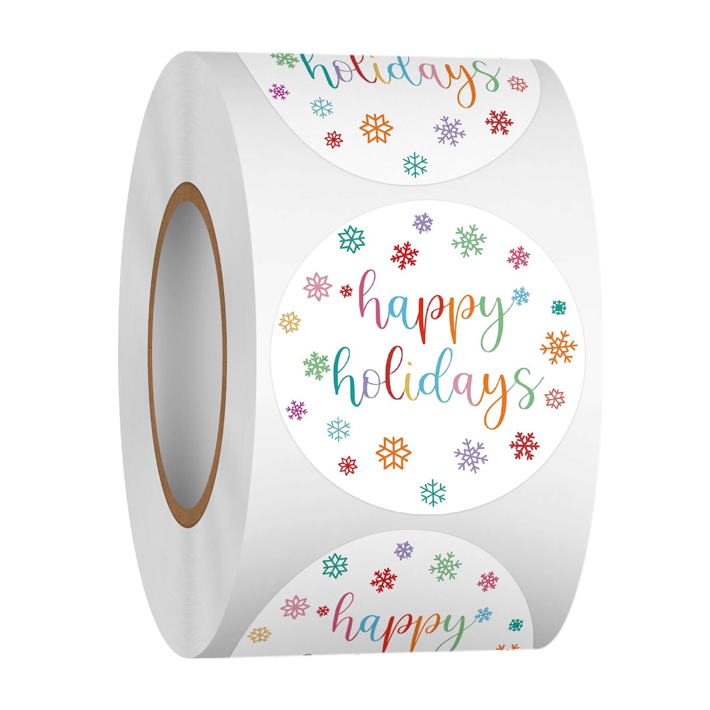 Heyfibro 500 Pcs 1.5 Inch Happy Holidays Stickers Christmas Sticker Roll for Envelopes,Gift Packing,Cards,Party Supplies (Snowflake)