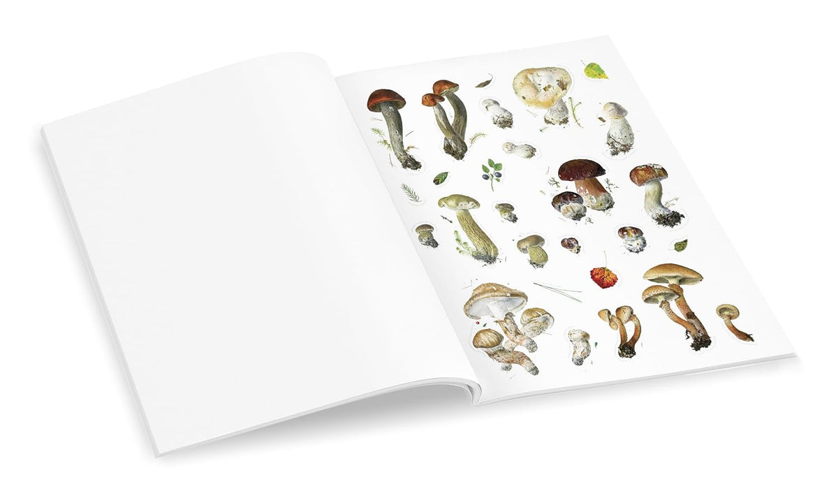 Mushroom Sticker Book for Adults & Teens, 175 Nature Stickers by Alexander Viazmensky, Fungi Art, Scrapbooking, Journaling & Crafts, 8 Pages, Softcover, 8.5” x 11”