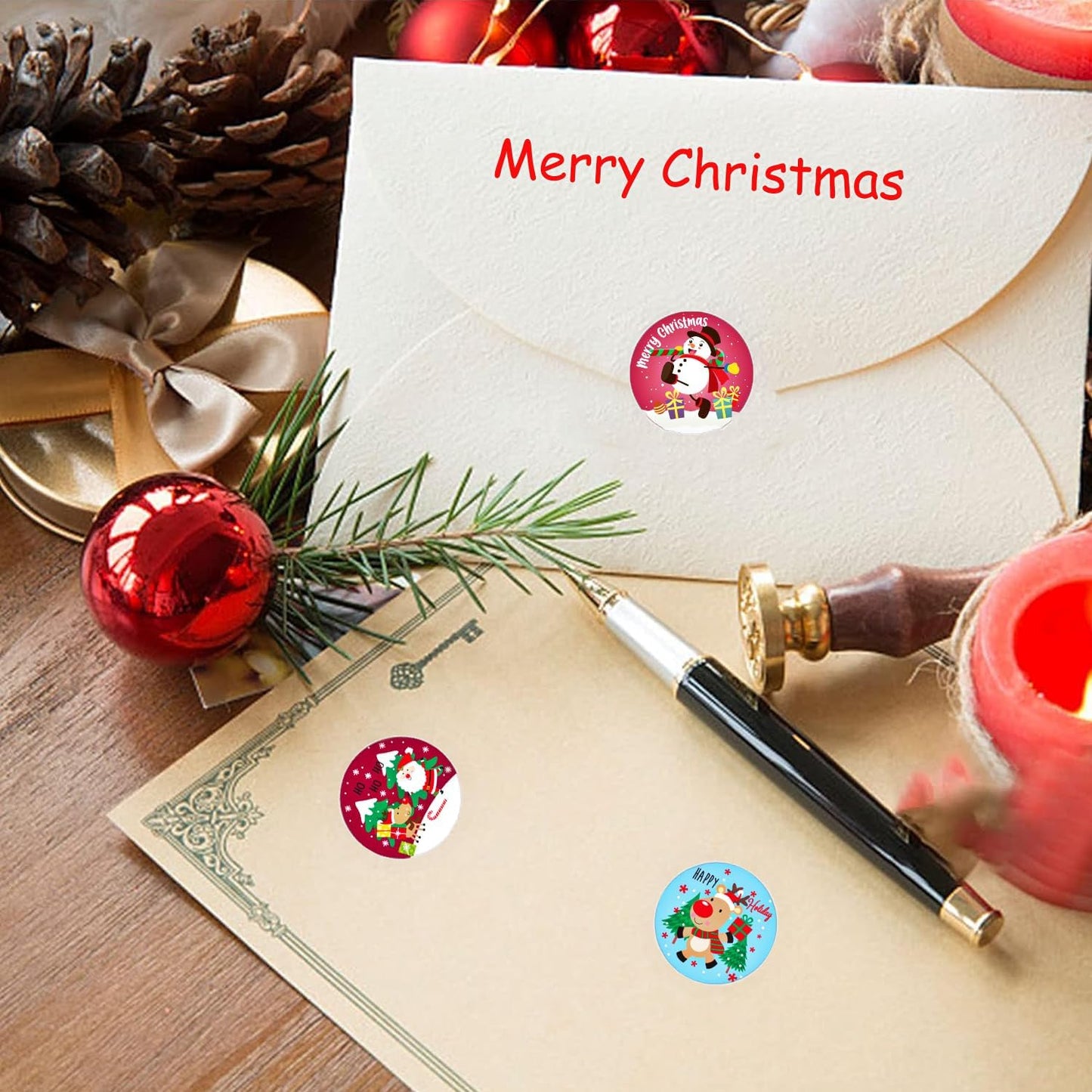 1000Pcs Christmas Stickers 1 Inch Self Adhesive Christmas Round Stickers