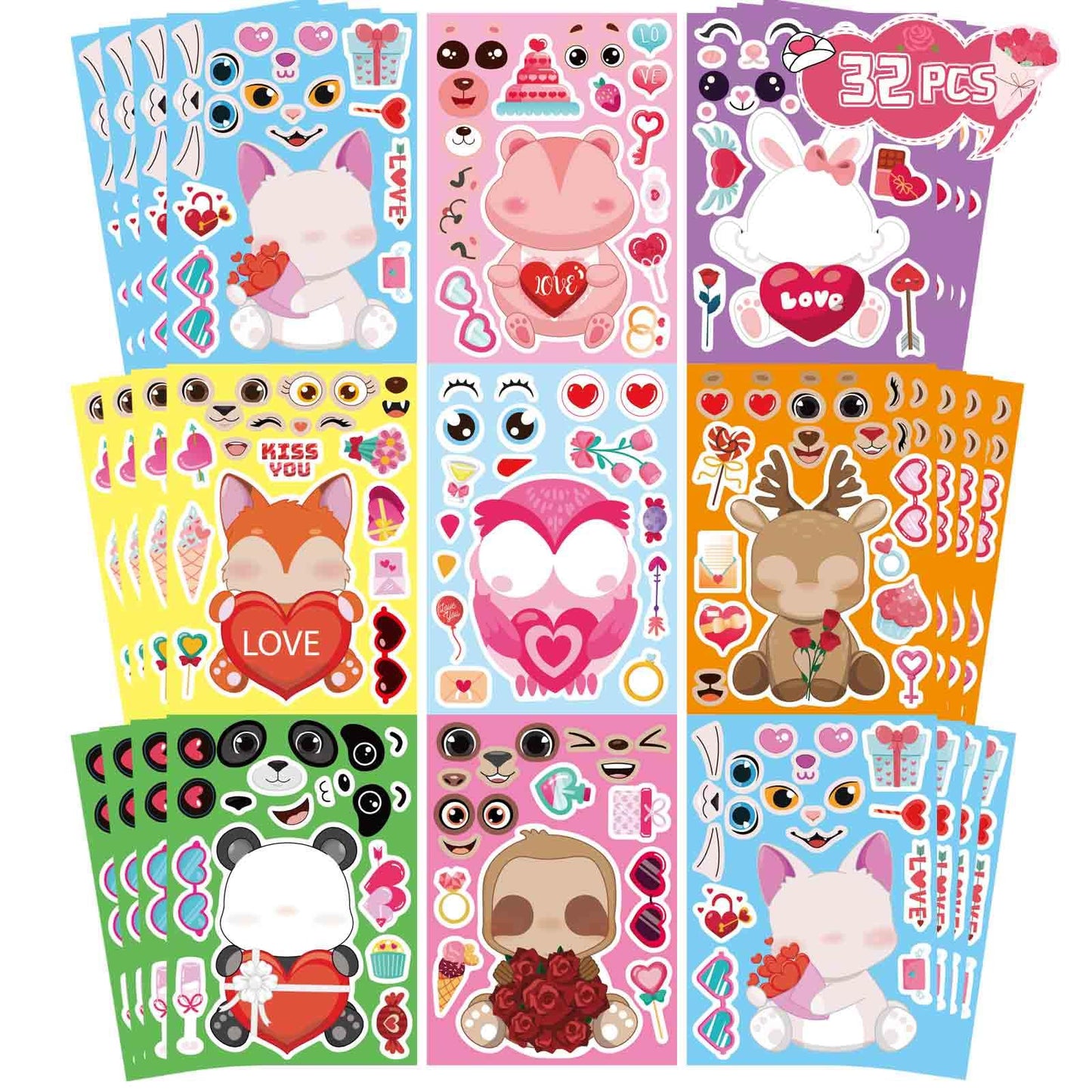 32 Sheets Christmas Stickers for Kids, Make Your Own Sticker, Kid Christmas