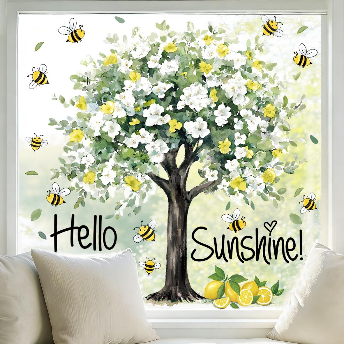 6 Sheets Extra Large Easter Egg Tree Window Clings 31.5 Inch for Kids Home School Office Classroom Party Supplies