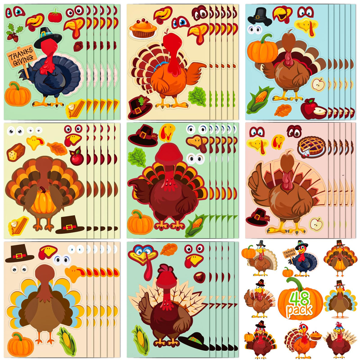 Max Fun 48 Sheets Halloween Stickers for Kids Bulk Cute Holiday Stickers Funny DIY Crafts Activities Party Favors Game Gifts for Boys Girls