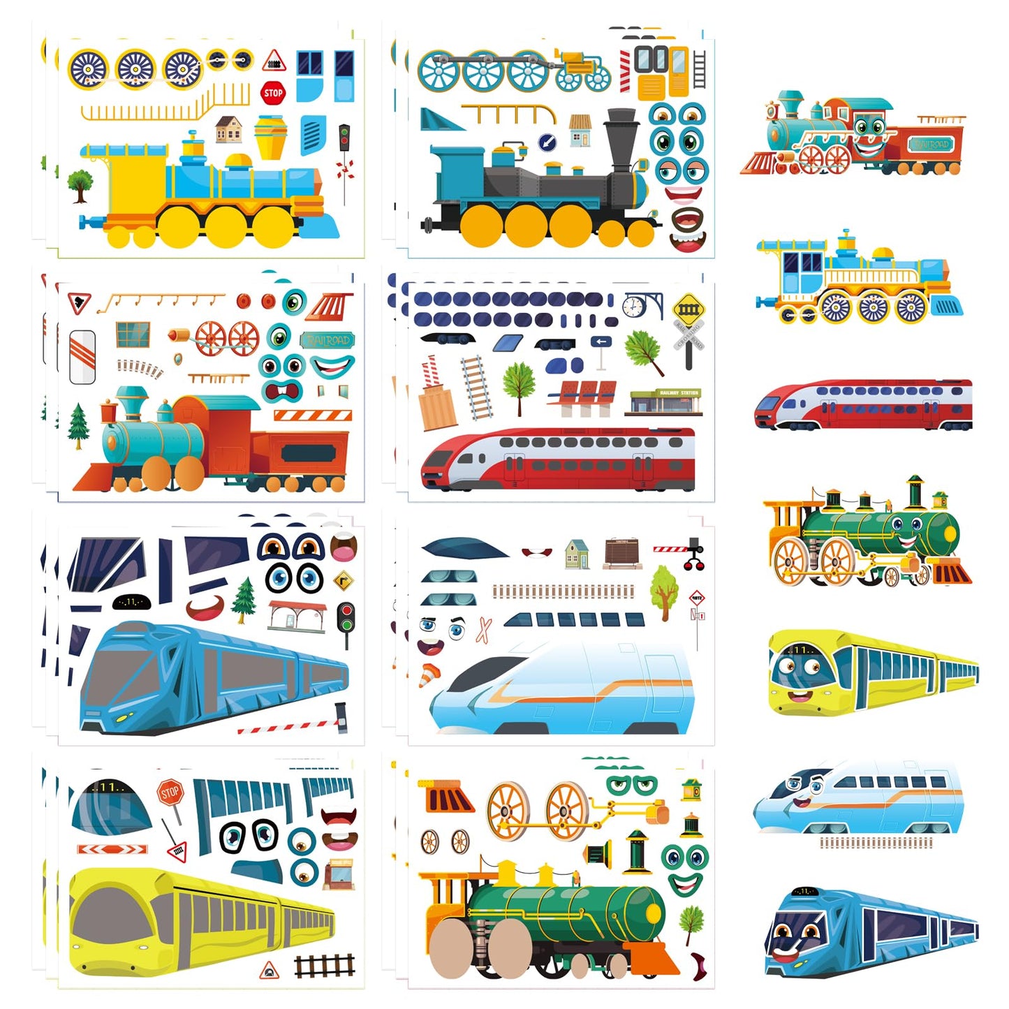 24PCS Summer Stickers for Kids, Make-a-face Stickers, Make Your Own Sticker