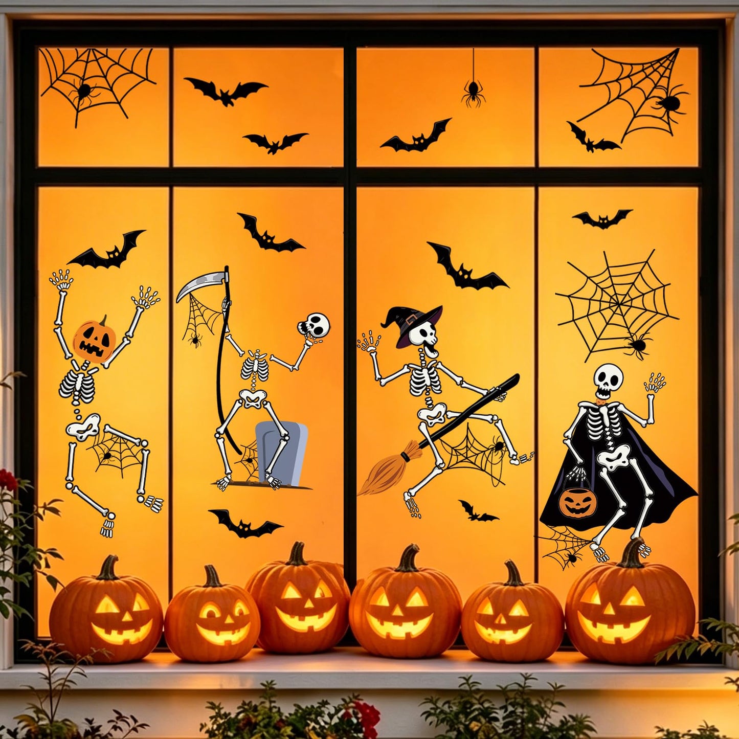 SHUCHING Halloween Ghost Window Sticker, Pumpkin Window Cling for Glass