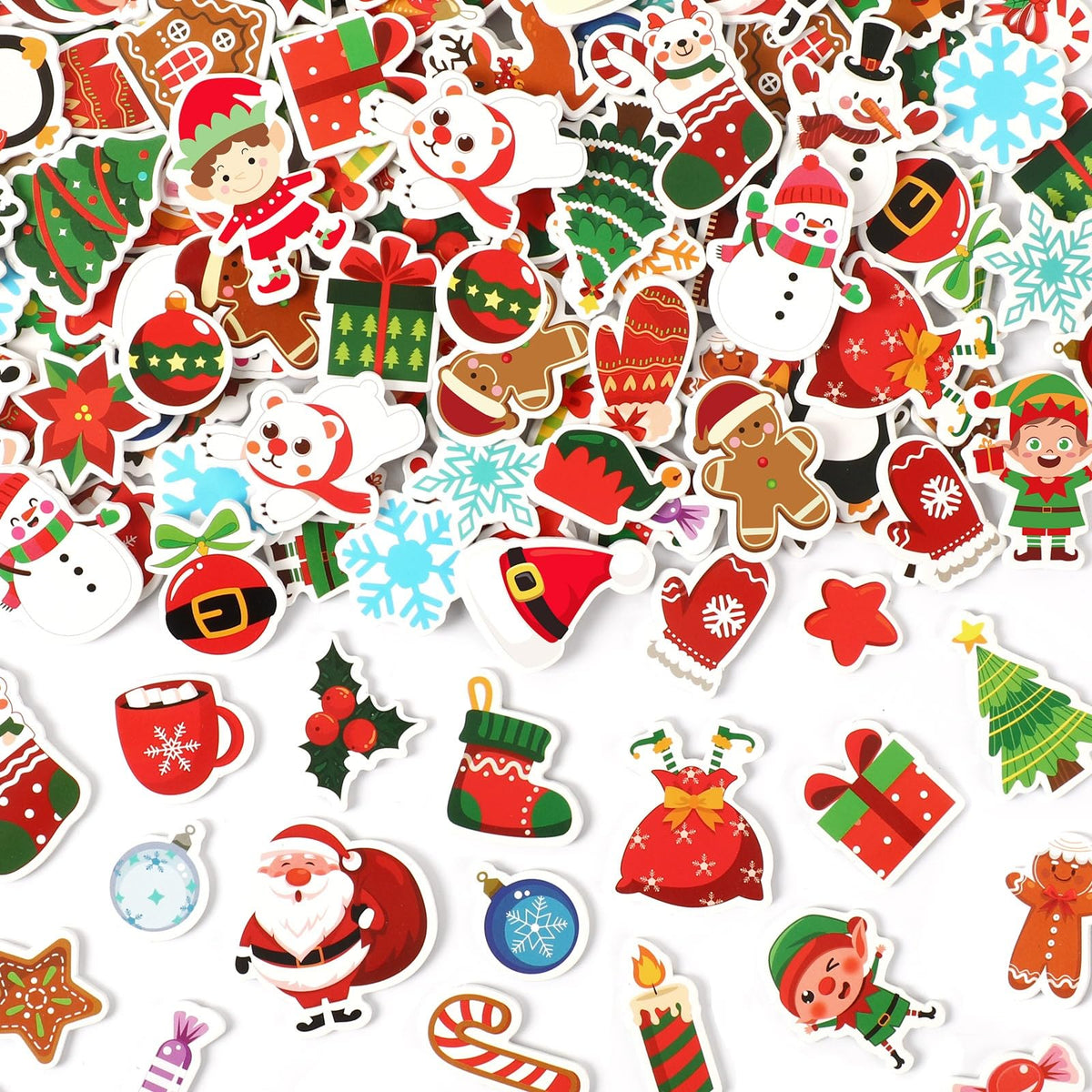 JULBEAR 300 Pcs Christmas Foam Stickers Self-Adhesive Bulk Party Favors
