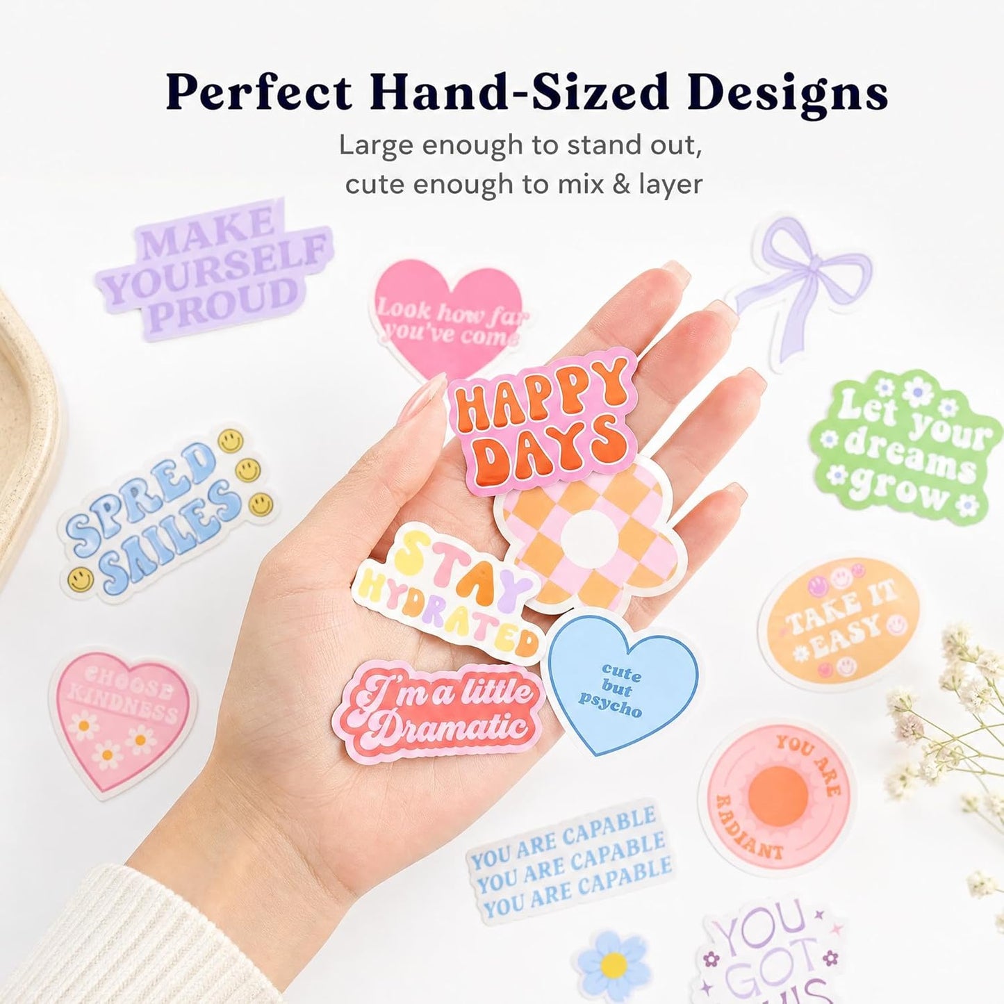 Motivational Sticker Set of 300 - Cute Inspirational Vinyl Stickers