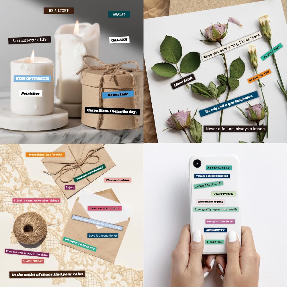 Inspirational Quote Stickers Book for Journaling and Scrapbooking, 60 Sheets Pre-Cut Small Talk Word Sticker Collection, Ephemera for Junk Journal Supplies, Bujo, Collage