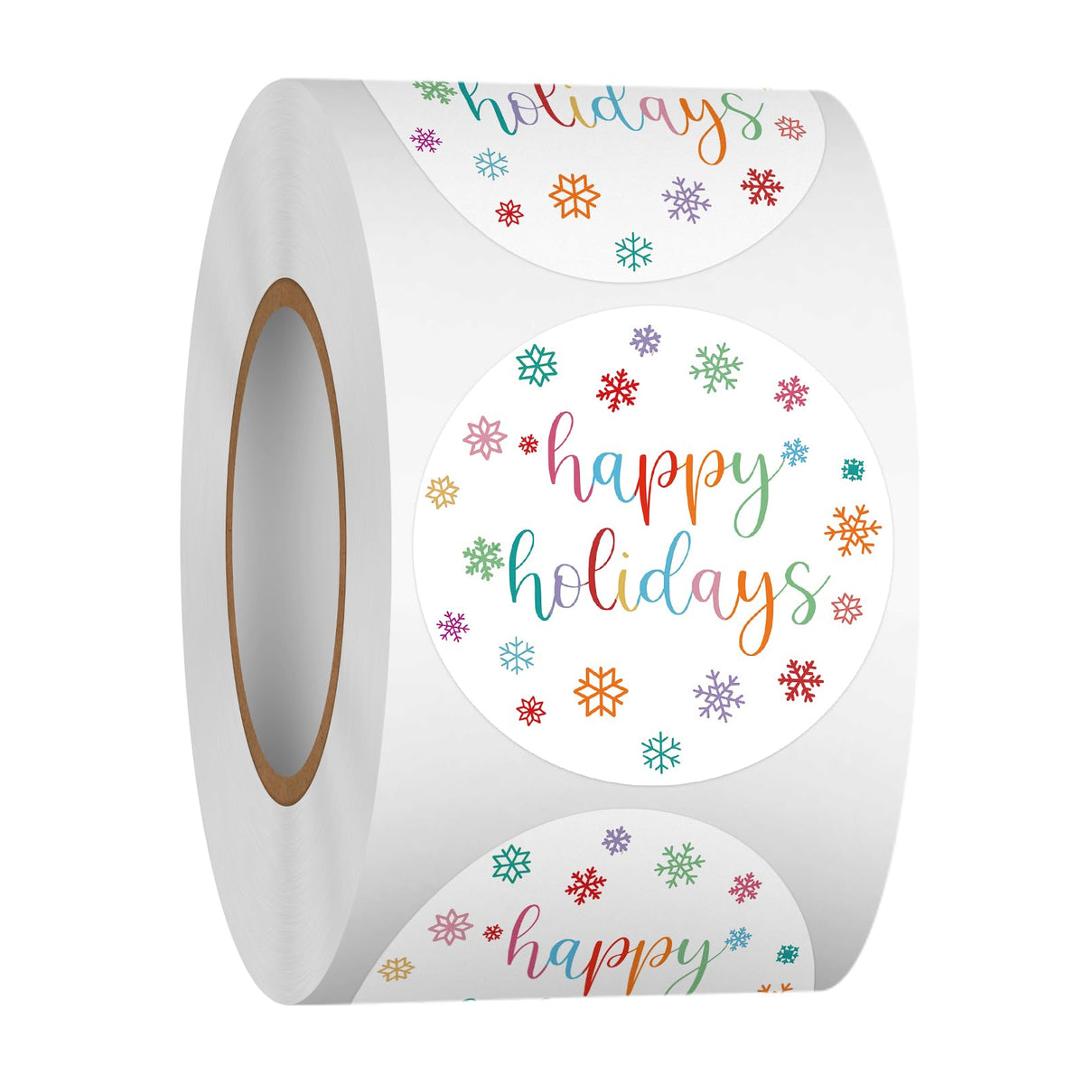 Heyfibro 500 Pcs 1.5 Inch Happy Holidays Stickers Christmas Sticker Roll for Envelopes,Gift Packing,Cards,Party Supplies (Snowflake)