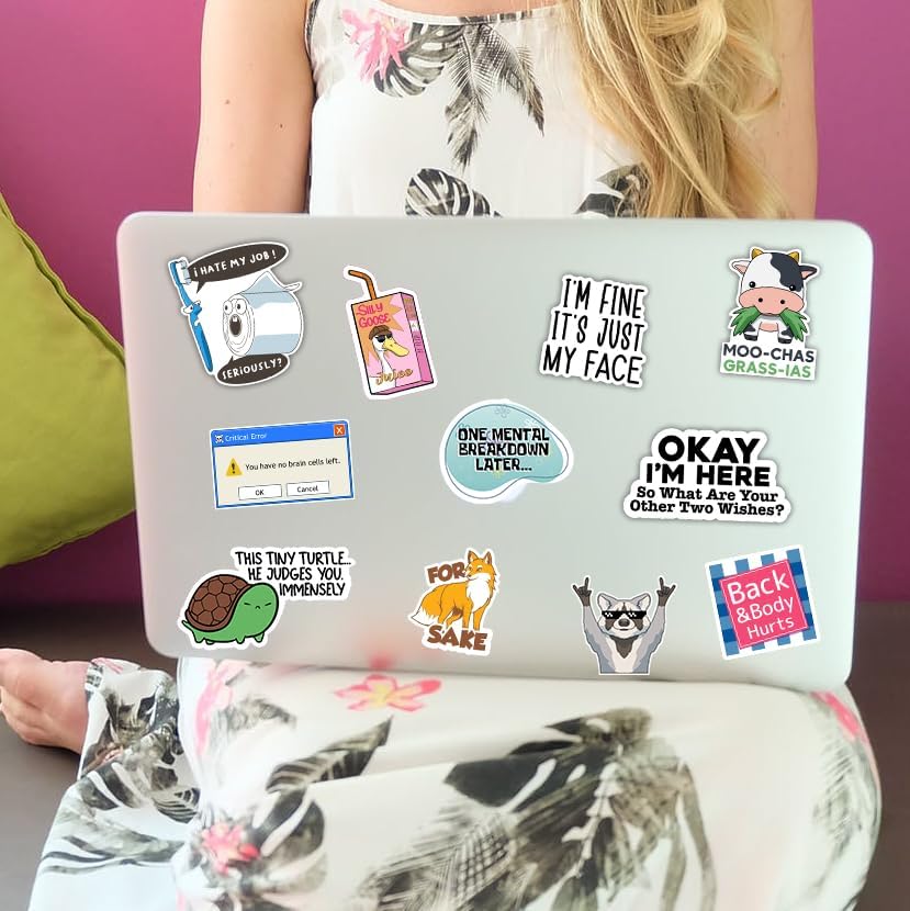 130 Pcs Funny Saying Stickers for Adults Quote Water Bottles Stickers Pack Waterproof Cool Accesory for Laptop, Bumper, Phone, Hard Hats, Wall, Window Decals