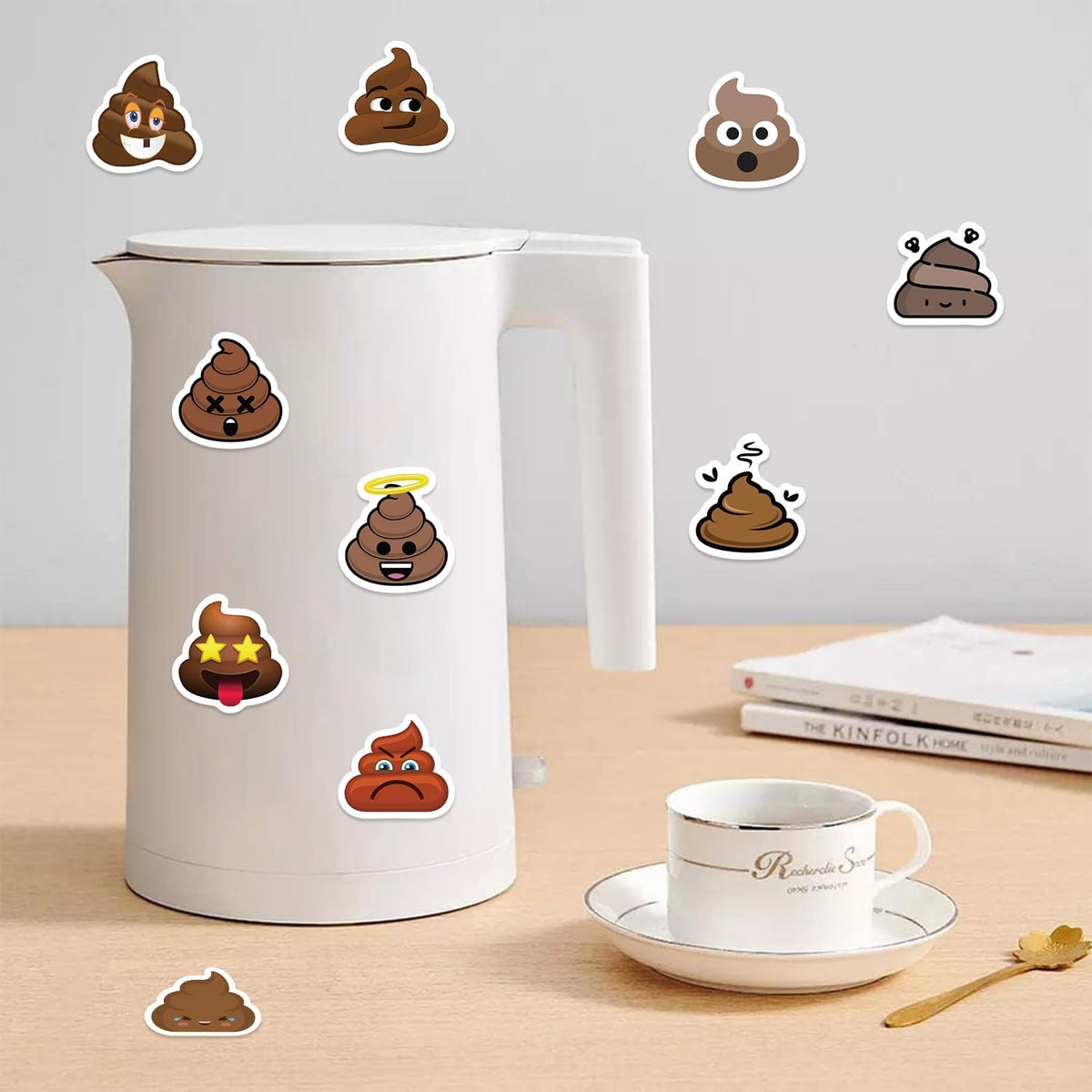 500PCS Poop Stickers 10 Styles Sticker Rolls Funny Meme Stickers Poop Party Favors Waterproof Vinyl Stickers(500 Per Roll)