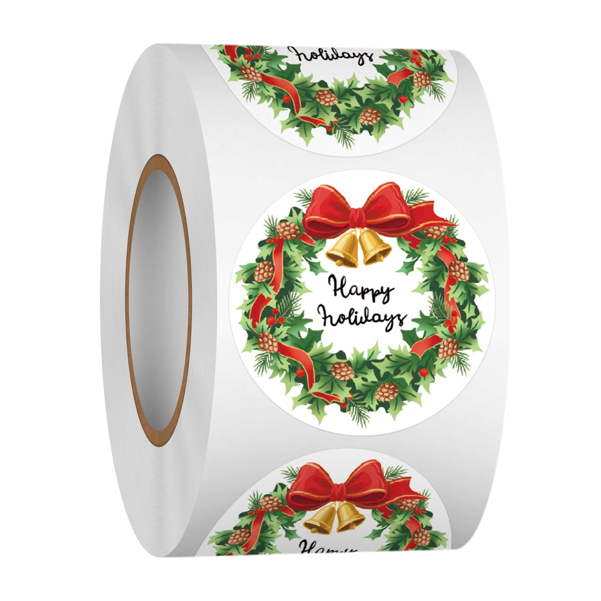 Heyfibro 500 Pcs 1.5 Inch Happy Holidays Stickers Christmas Sticker Roll for Envelopes,Gift Packing,Cards,Party Supplies (Snowflake)