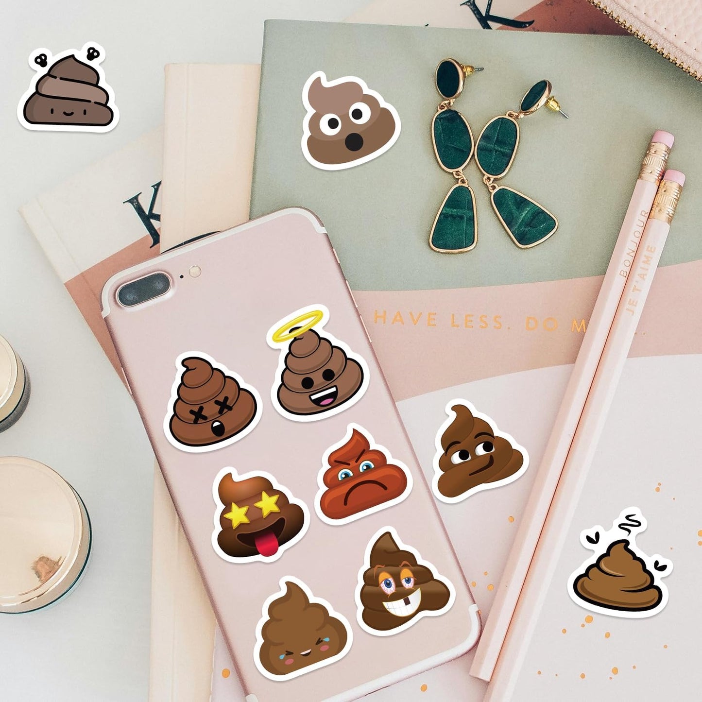 500PCS Poop Stickers 10 Styles Sticker Rolls Funny Meme Stickers Poop Party Favors Waterproof Vinyl Stickers(500 Per Roll)