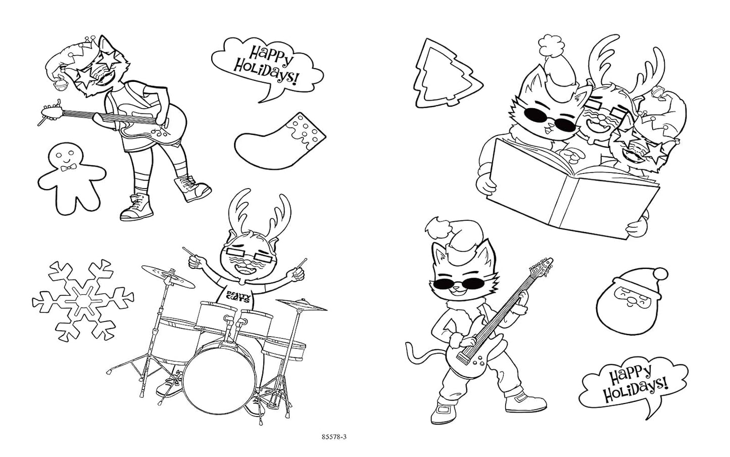 Rockin' Around the Christmas Tree: Color Your Own Stickers with the Party Cats: Christmas Stickers For Kids