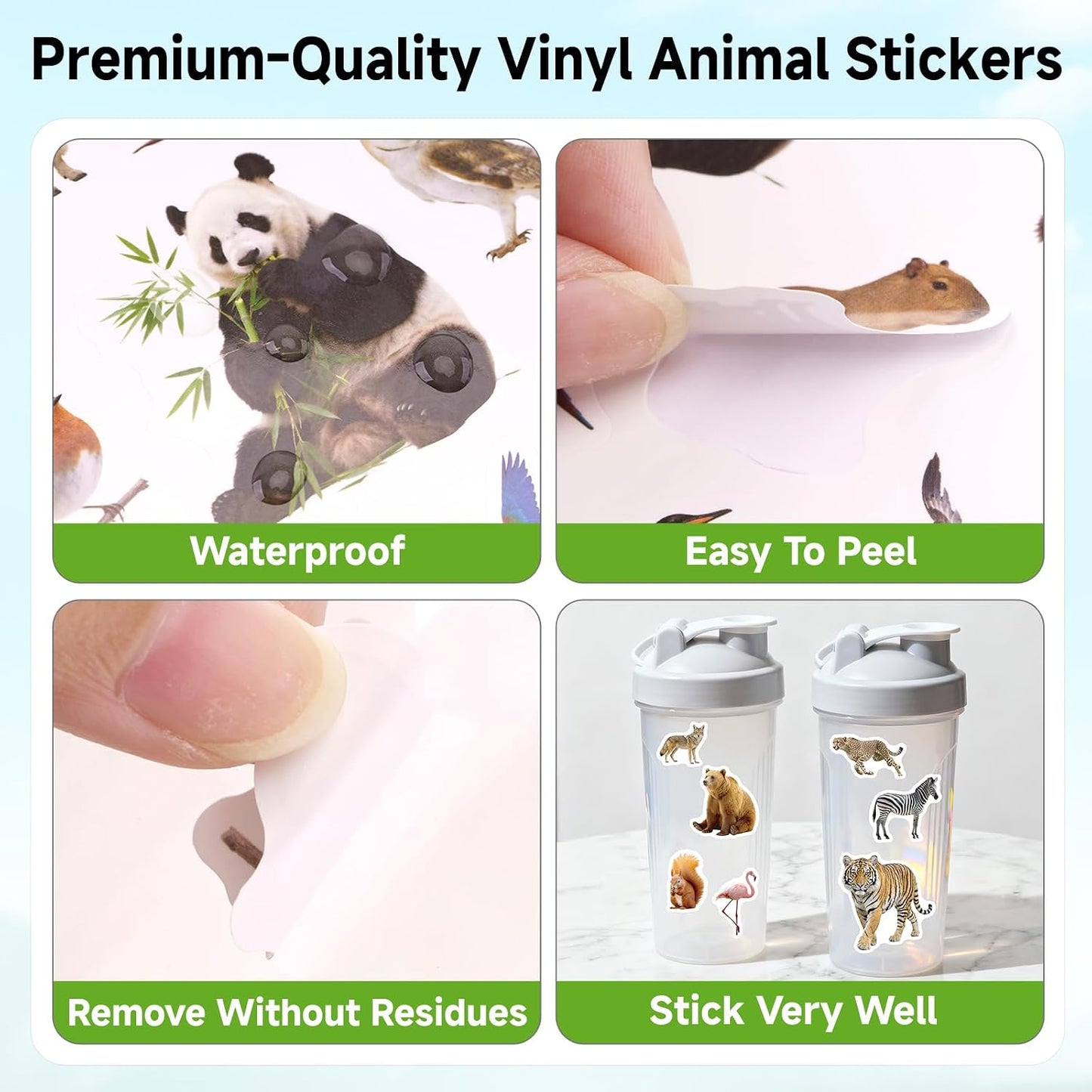Anwyll Animal Stickers - 750 Pcs Water Bottle Stickers for Scrapbooking