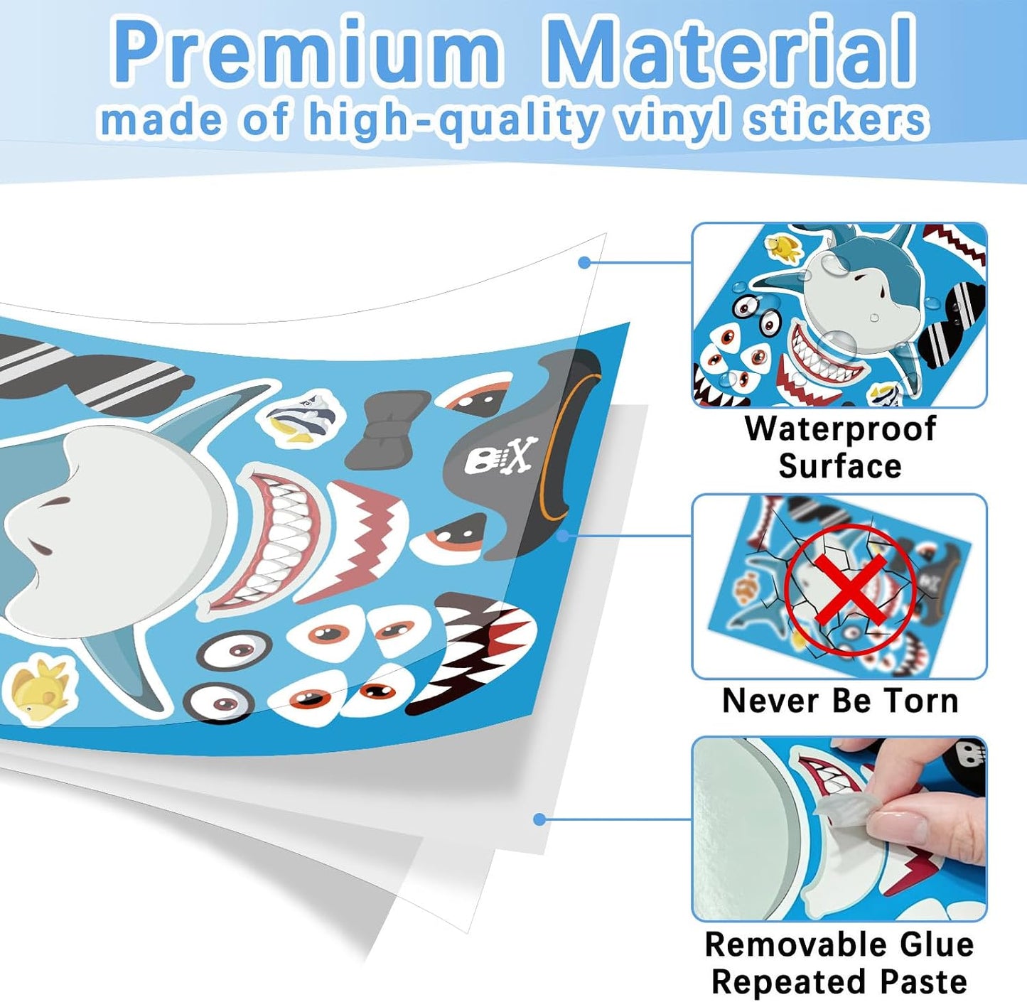24 Sheets Ocean Animal Make a Face Stickers for Kids Party Favors