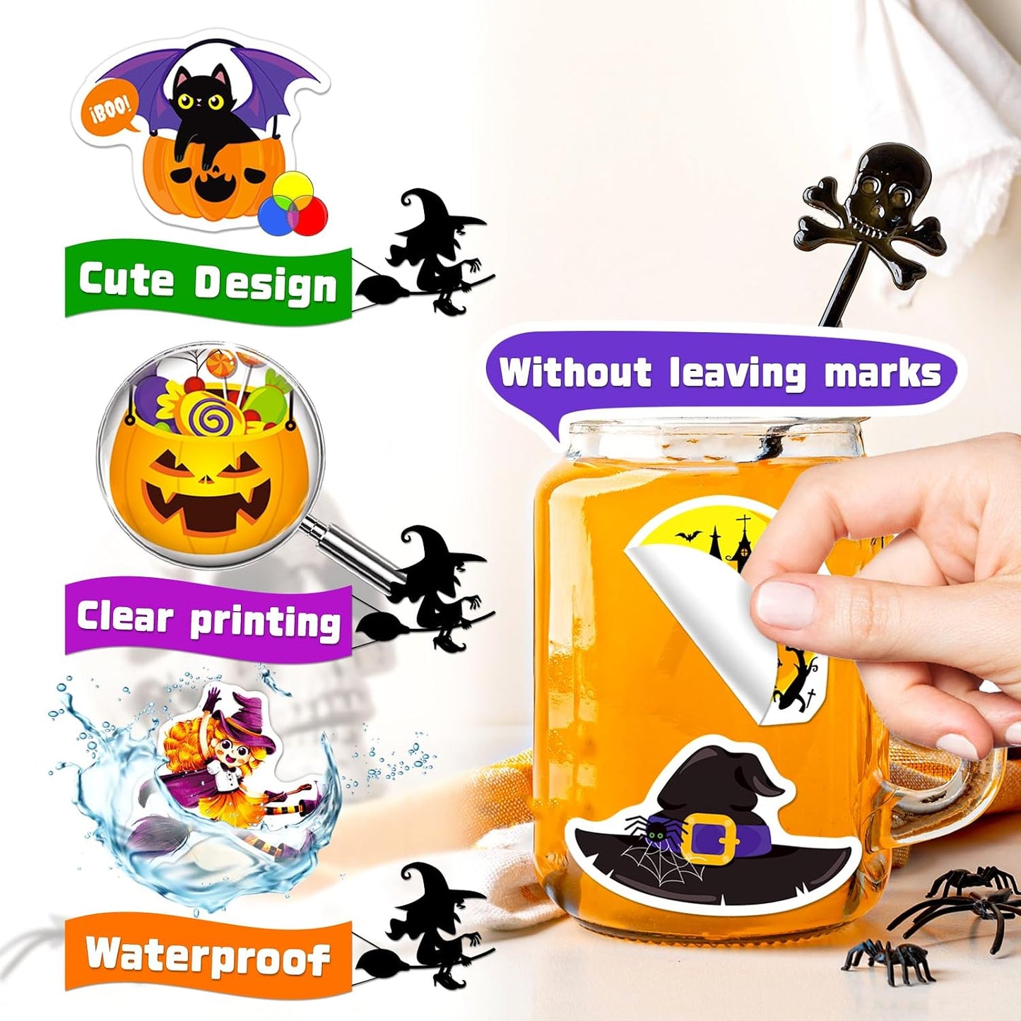 300PCS Halloween Stickers for Kids, Vinyl Holiday Decals