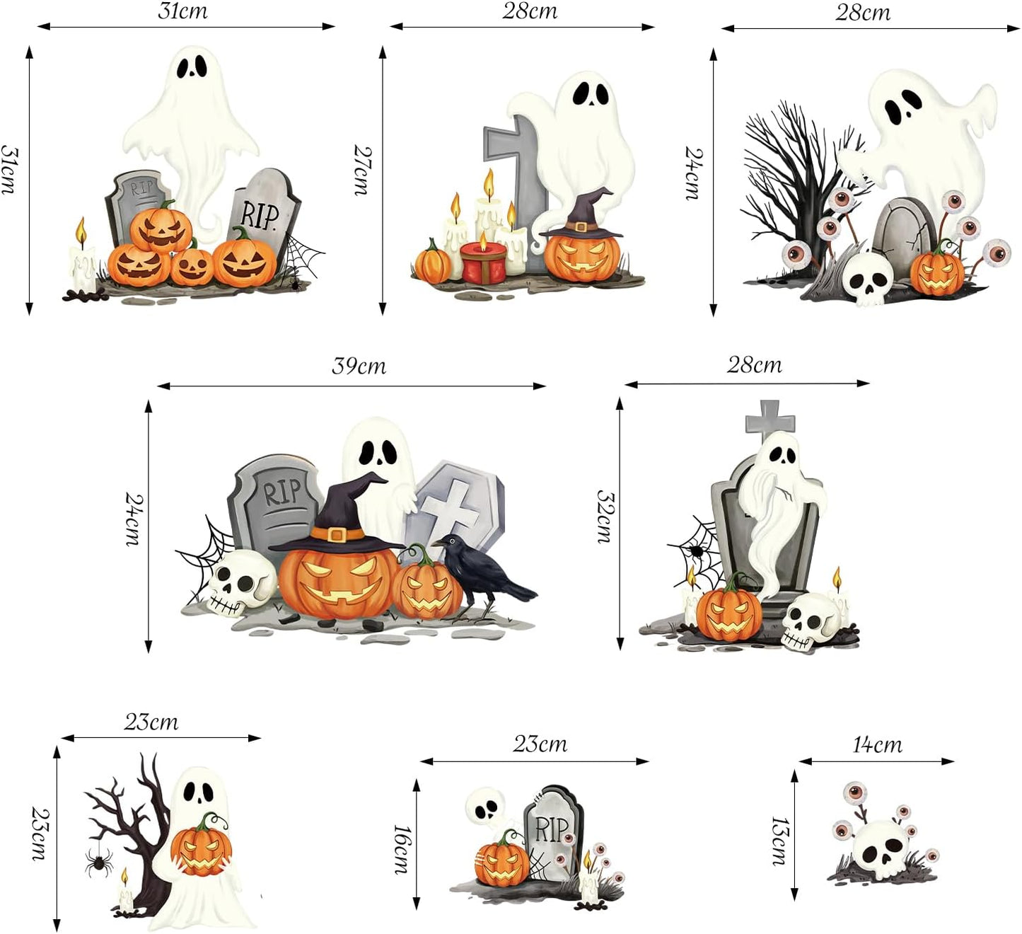 SHUCHING Halloween Ghost Window Sticker, Pumpkin Window Cling for Glass