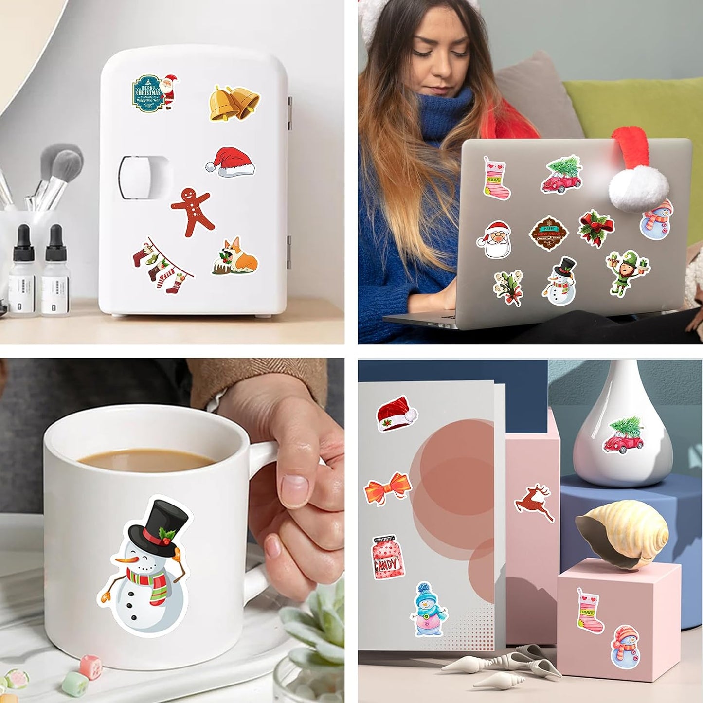 100PCS Christmas Theme Stickers, Vinyl Waterproof Holiday Stickers for Kids