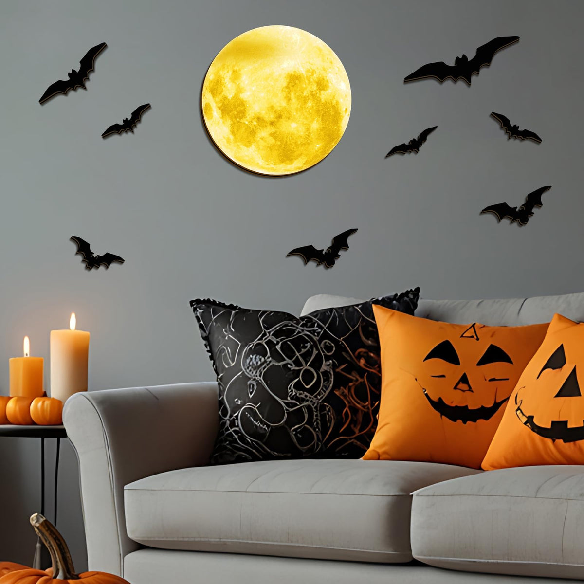 Halloween Moon Bat Wall Decals Witch Haunted House Tree Wall Stickers Decor