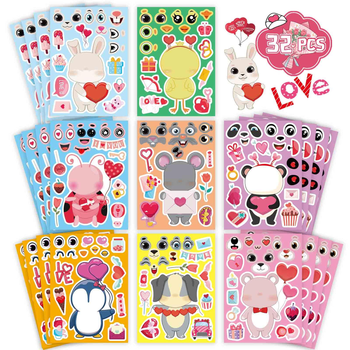 32 Sheets Christmas Stickers for Kids, Make Your Own Sticker, Kid Christmas