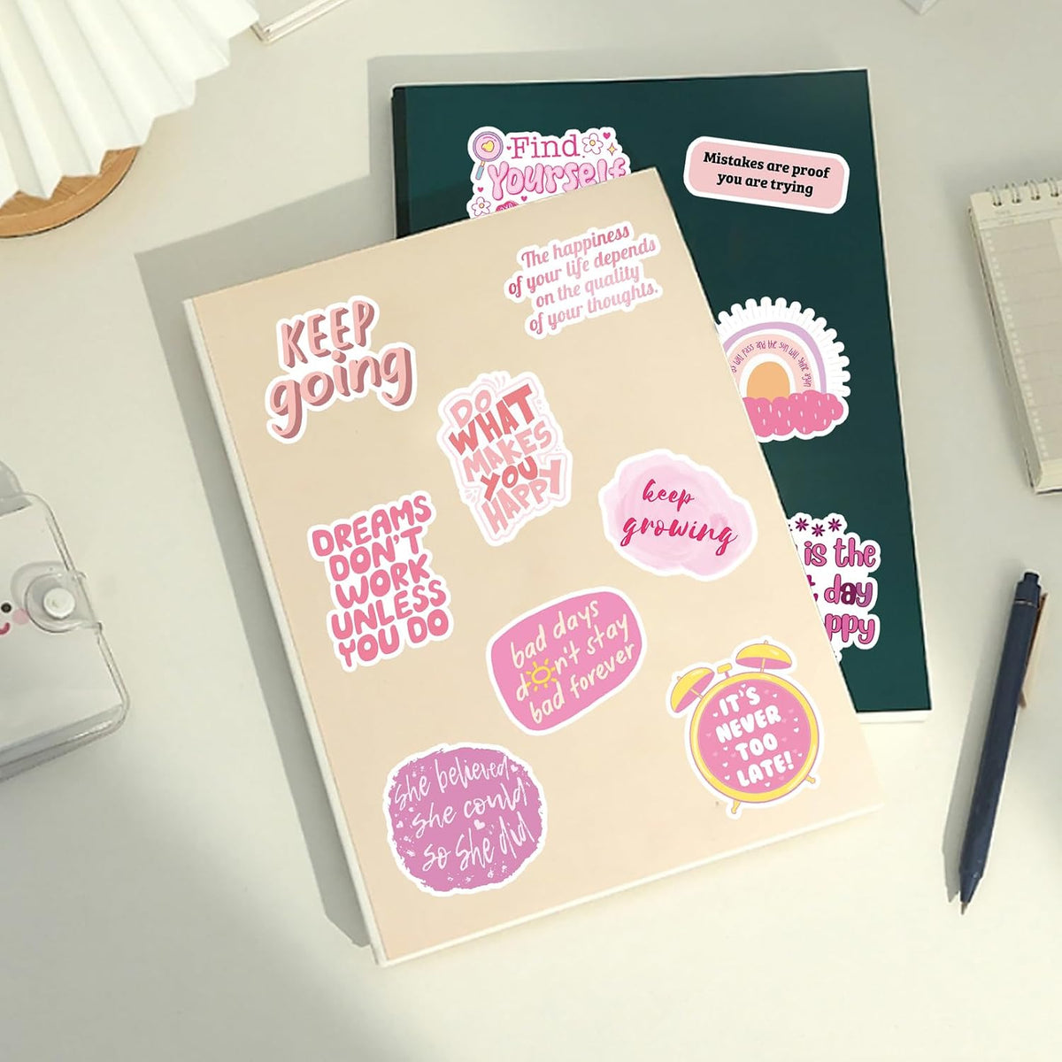 50pcs Pink Motivational Stickers for Girl, Positive Quote Waterproof Vinyl Decal for Kids Adult Teen Laptop Skateboard Water Bottle Phone Notebook Guitar(Pink Inspirational Words)