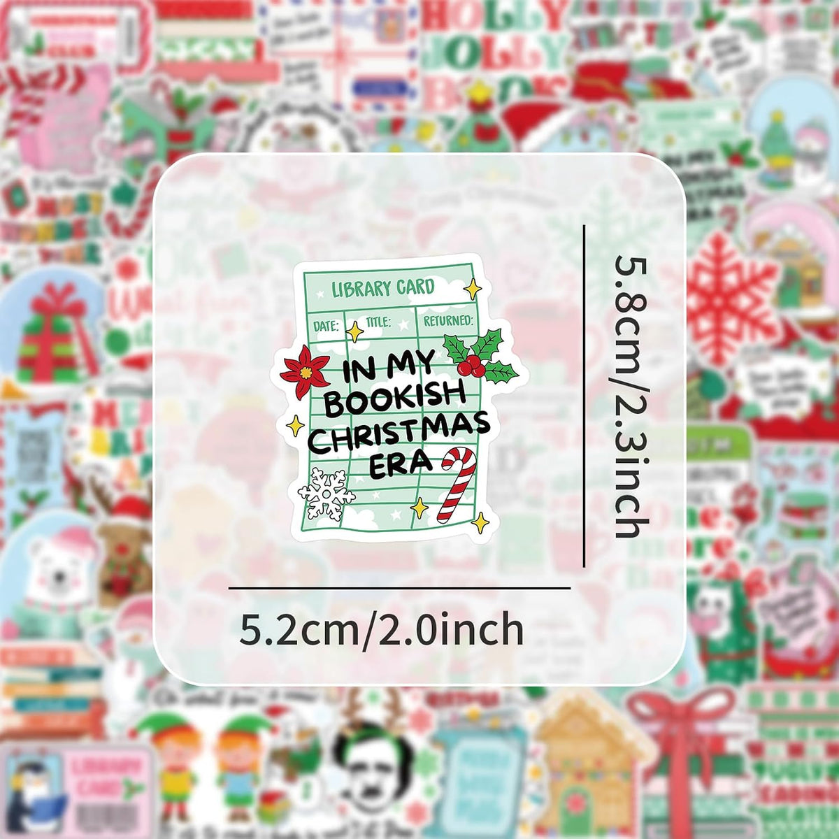 107Pcs Christmas Bookish Stickers Pack, Xmas Waterproof Vinyl Holiday Decals for Kindle, Water Bottles, Laptop, Cards, Scrapbook, Journal, Reading Gifts, Book Lover Gifts, Christmas Party Favors