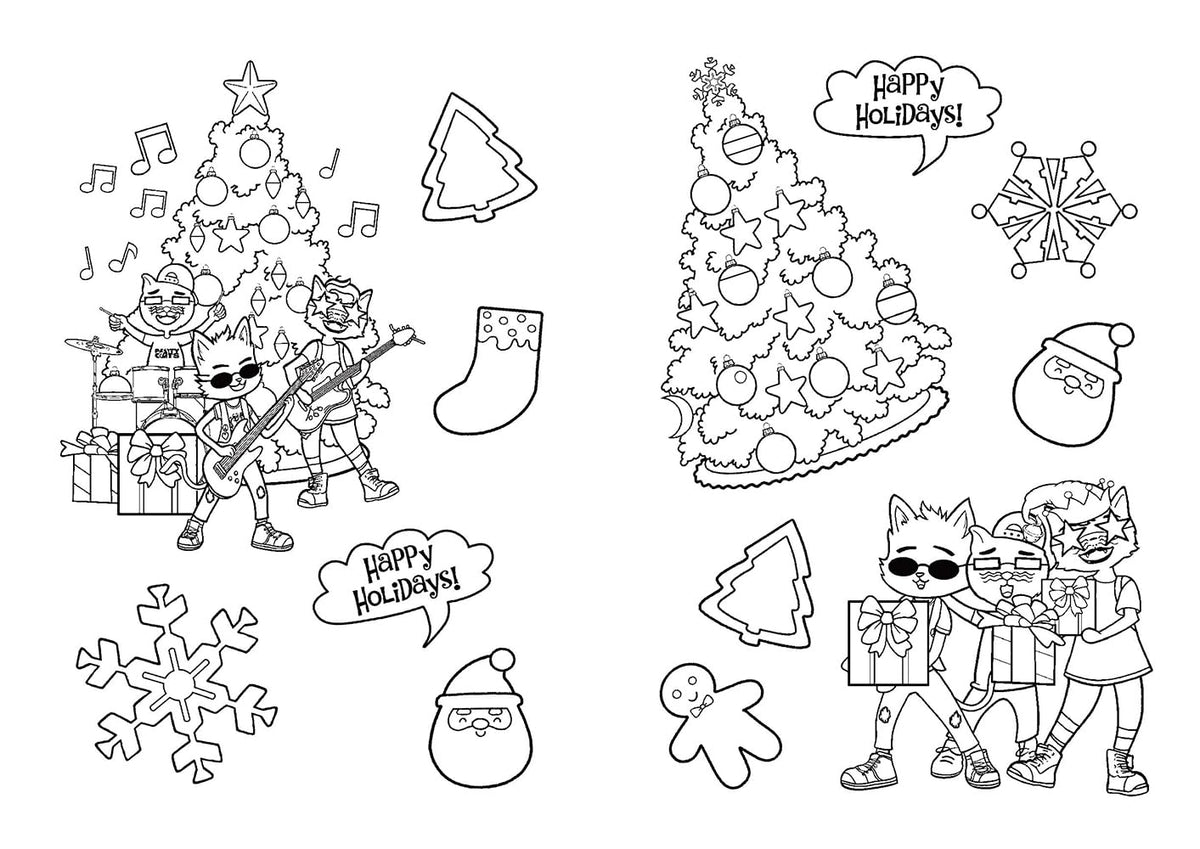Rockin' Around the Christmas Tree: Color Your Own Stickers with the Party Cats: Christmas Stickers For Kids