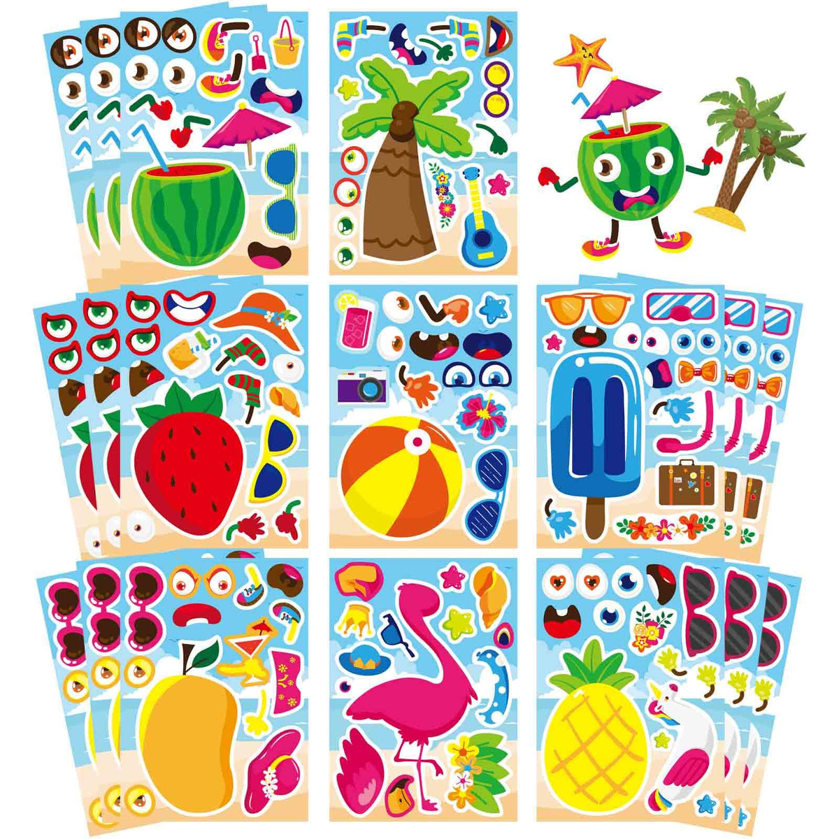 Fall Stickers for Kids Toddlers, Autum Animal Stickers Make-a-face Sticker