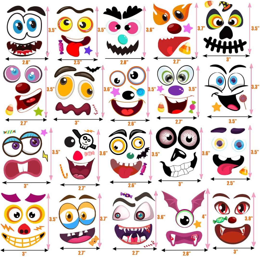 80 Packs Pumpkin Decorating Kit - Make Pumpkin Face Stickers in 20 Designs