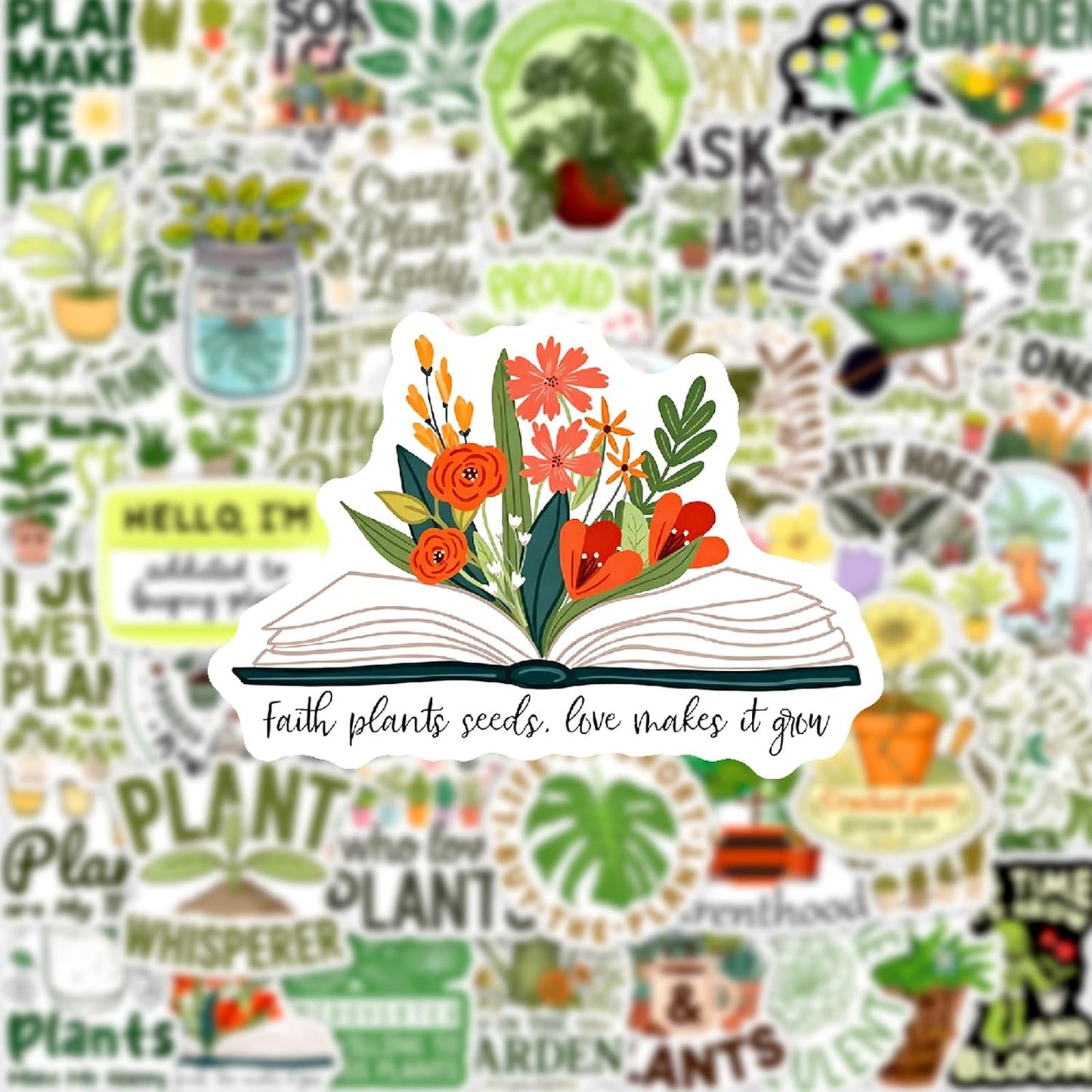50Pcs Plant Stickers Pack, Waterproof Vinyl Funny Plant Quote Stickers for Garden Lovers Teens Adults, No‑Residue Decals for Journaling Scrapbooking Water Bottle Laptop Phone Case Luggage Decor