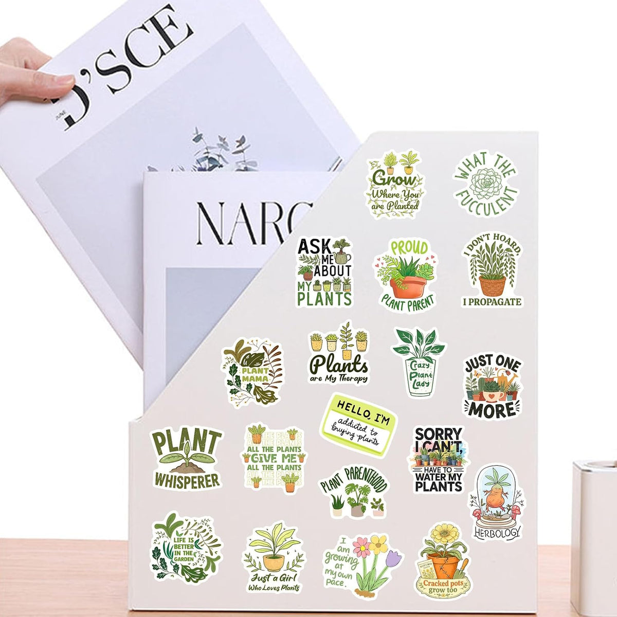 50Pcs Plant Stickers Pack, Waterproof Vinyl Funny Plant Quote Stickers for Garden Lovers Teens Adults, No‑Residue Decals for Journaling Scrapbooking Water Bottle Laptop Phone Case Luggage Decor