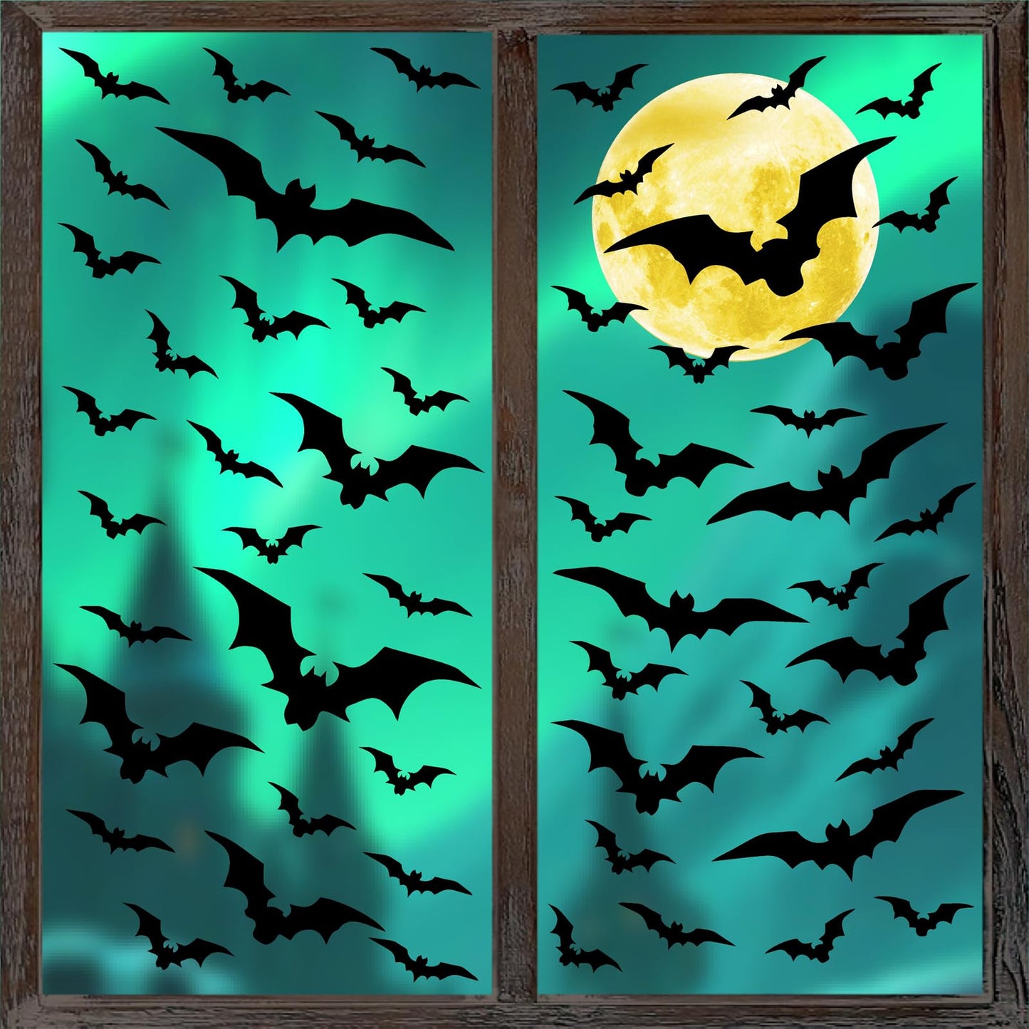 Halloween Moon Bat Wall Decals Witch Haunted House Tree Wall Stickers Decor