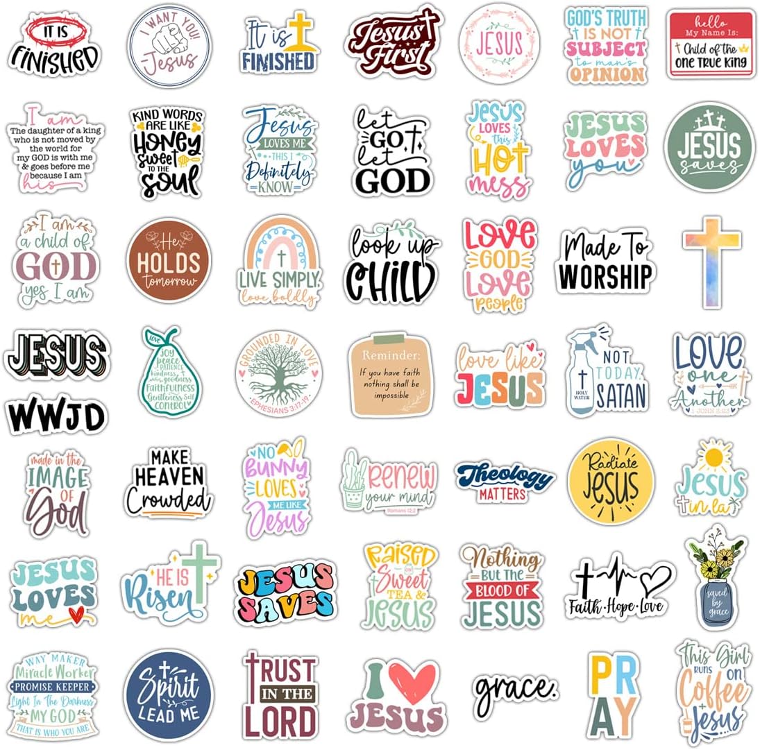 100 Pack Inspiring Christian Stickers for Water Bottles Laptops Phone Cases, Waterproof Vinyl, Summer Camp VBS, Bible Verse Stickers, Religious Christian Gifts for Kids, Teens, Girls and Boys (Faith)