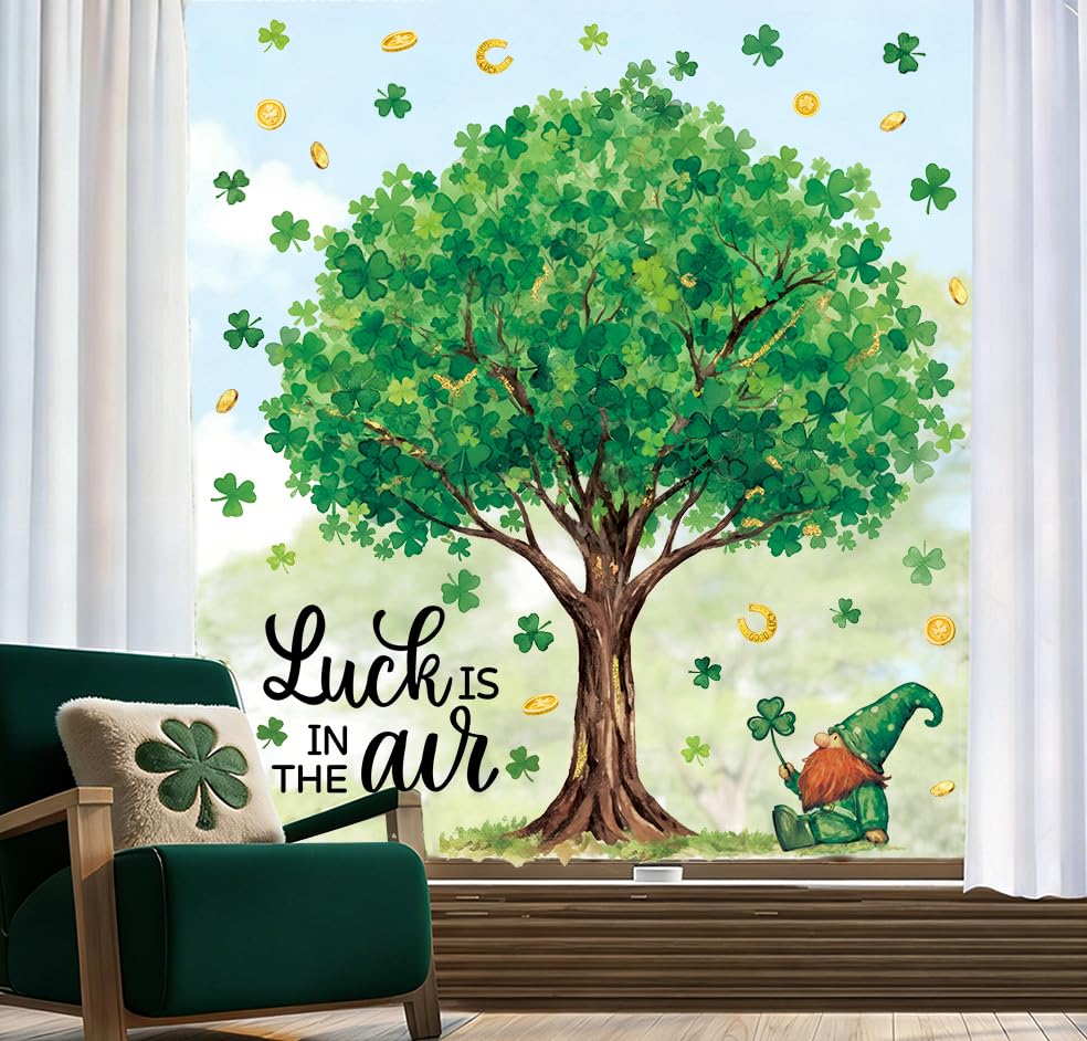 6 Sheets Extra Large Easter Egg Tree Window Clings 31.5 Inch for Kids Home School Office Classroom Party Supplies