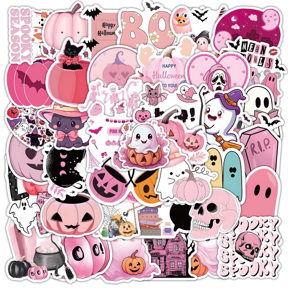 Pink Halloween Stickers Pinkoween Party Favors for Girls