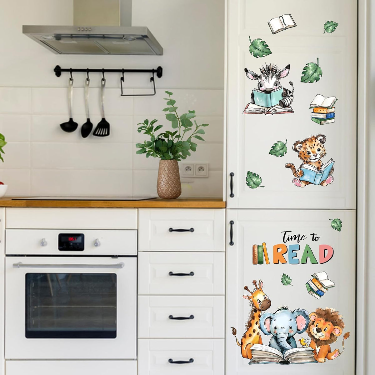 Mfault Time to Read Animal Book Wall Decals Stickers, Educational Elephant