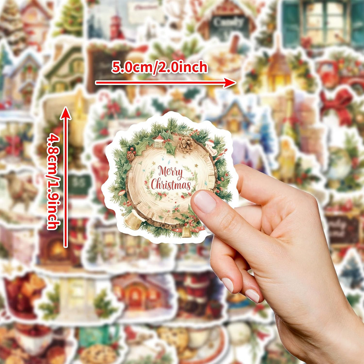 50 Pcs Christmas Theme Stickers,Xmas Holiday Party Stickers(01)
