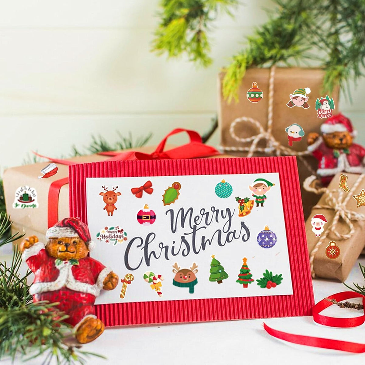 100 Sheets Christmas Stickers for Crafts, 1200+PCS Holiday Stickers for Christmas Decoration Party Favors Stocking Stuffers Wrapping Paper