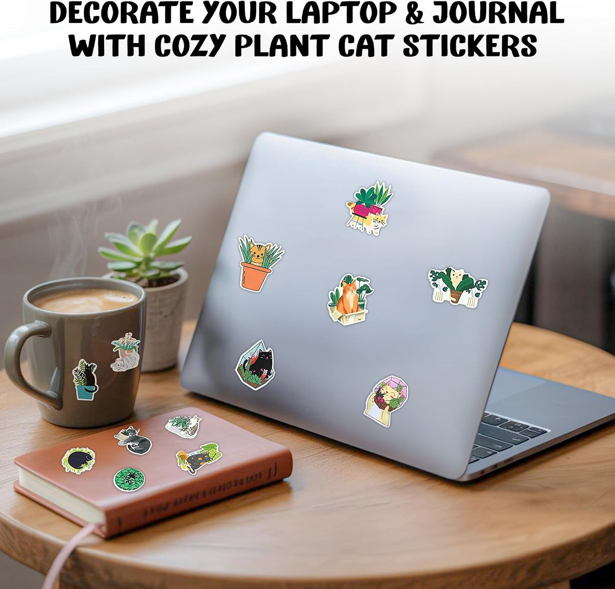Kathy & Jiggs Cute Cat Stickers– 110 Pcs Waterproof Kawaii Cat Stickers for Scrapbooking, Laptops & Journals-Aesthetic Water Bottle Stickers for Kids – Easter Egg Fillers for Teens