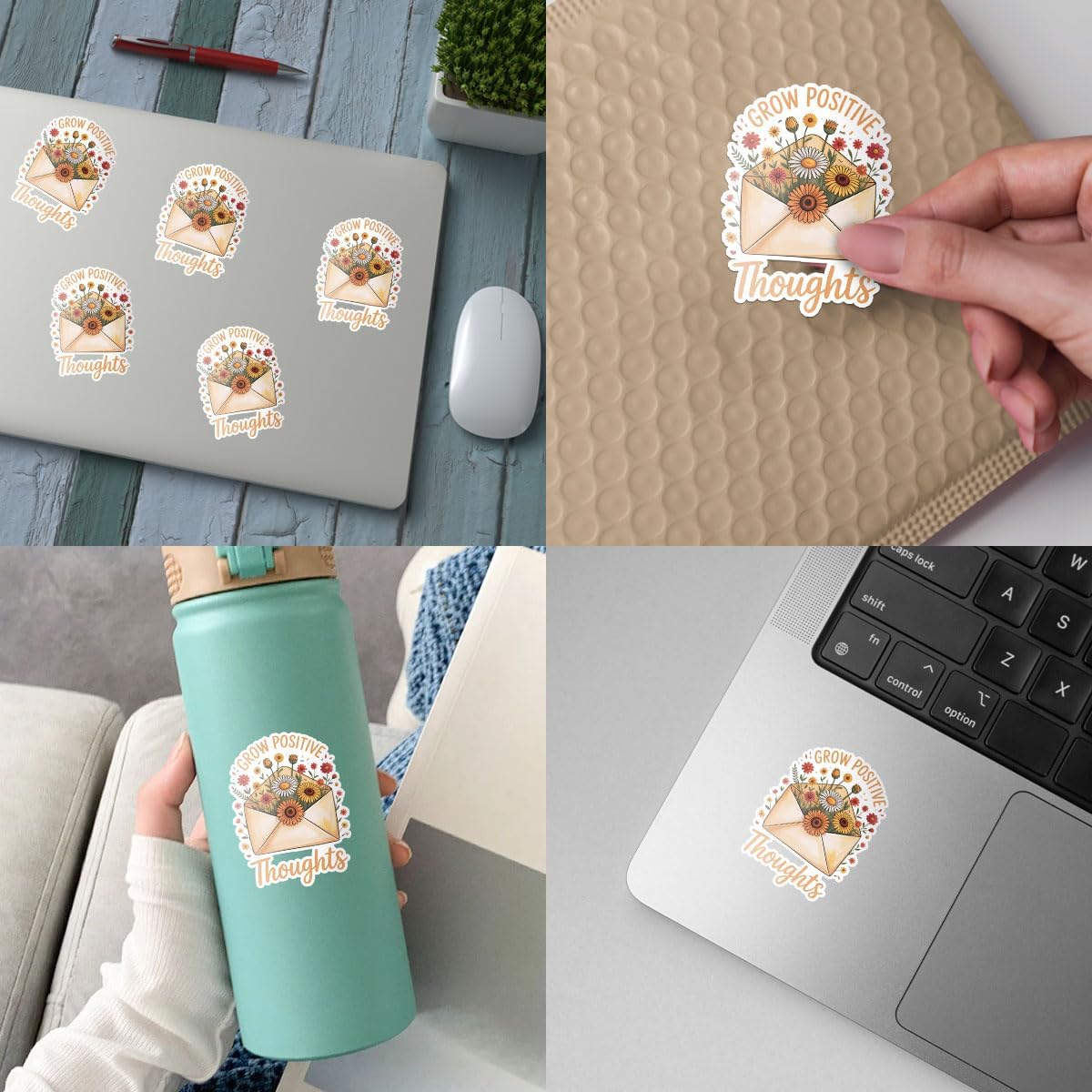(3pcs-3in) Grow Positive Thoughts Sticker Stickers Motivational Quote Packs