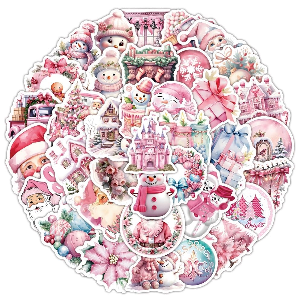 50 Pcs Christmas Theme Stickers,Xmas Holiday Party Stickers(01)