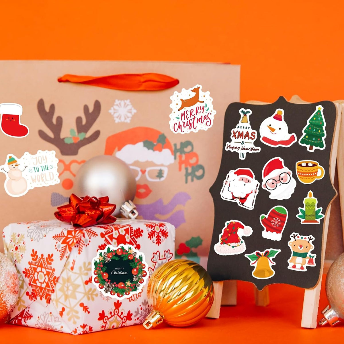 300pcs Christmas Stickers for Water Bottles Crafts Scrapbooking Party Favors, Cute Holiday Merry Christmas Stickers for Kids Teens Aduts