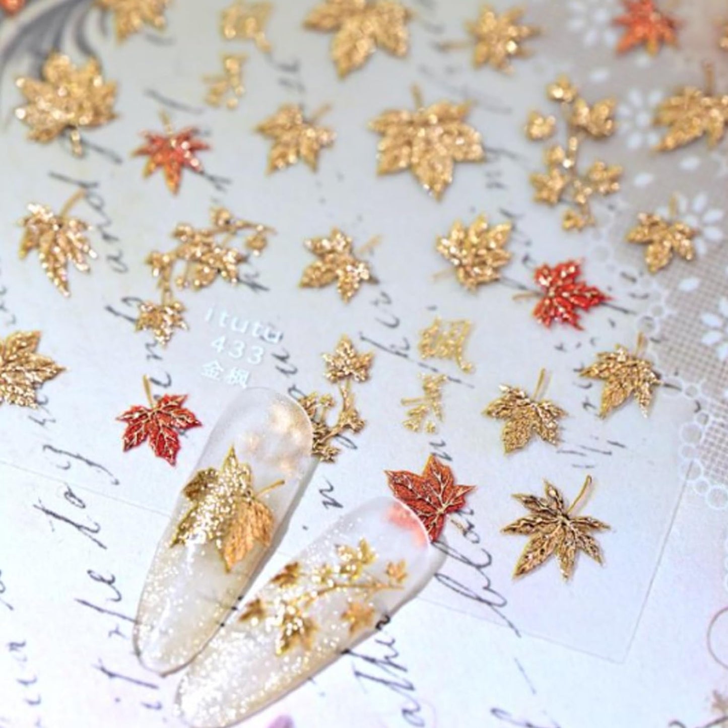 Maple Nail Stickers Leaf Mushroom Nail Decals 3D Self-Adhesive Boots Envelope Nails Designs 5D Embossed Animals Plants Insects Nails Supplies for Women Holiday DIY Manicure 1 Sheet