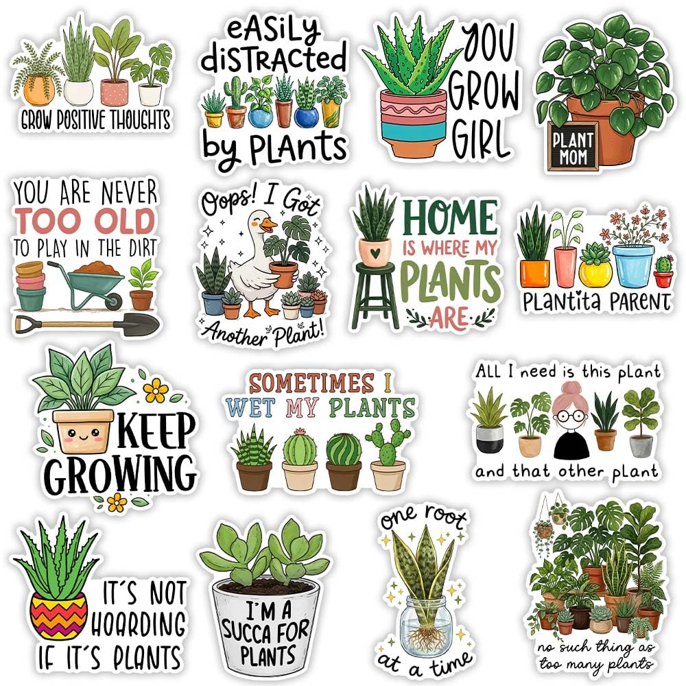 MAIANEY | Funny Plant Lover Sticker Pack 3 Inch – 10PCS Waterproof Vinyl Stickers for Gardeners, Plant Moms, Succulent Lovers – Cute Gardening Aesthetic Decals for Water Bottle Laptop Journal Gift