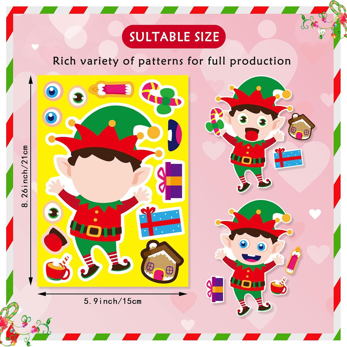 Christmas Stickers, Make a Face Stickers, Make Your Own Christmas Stickers
