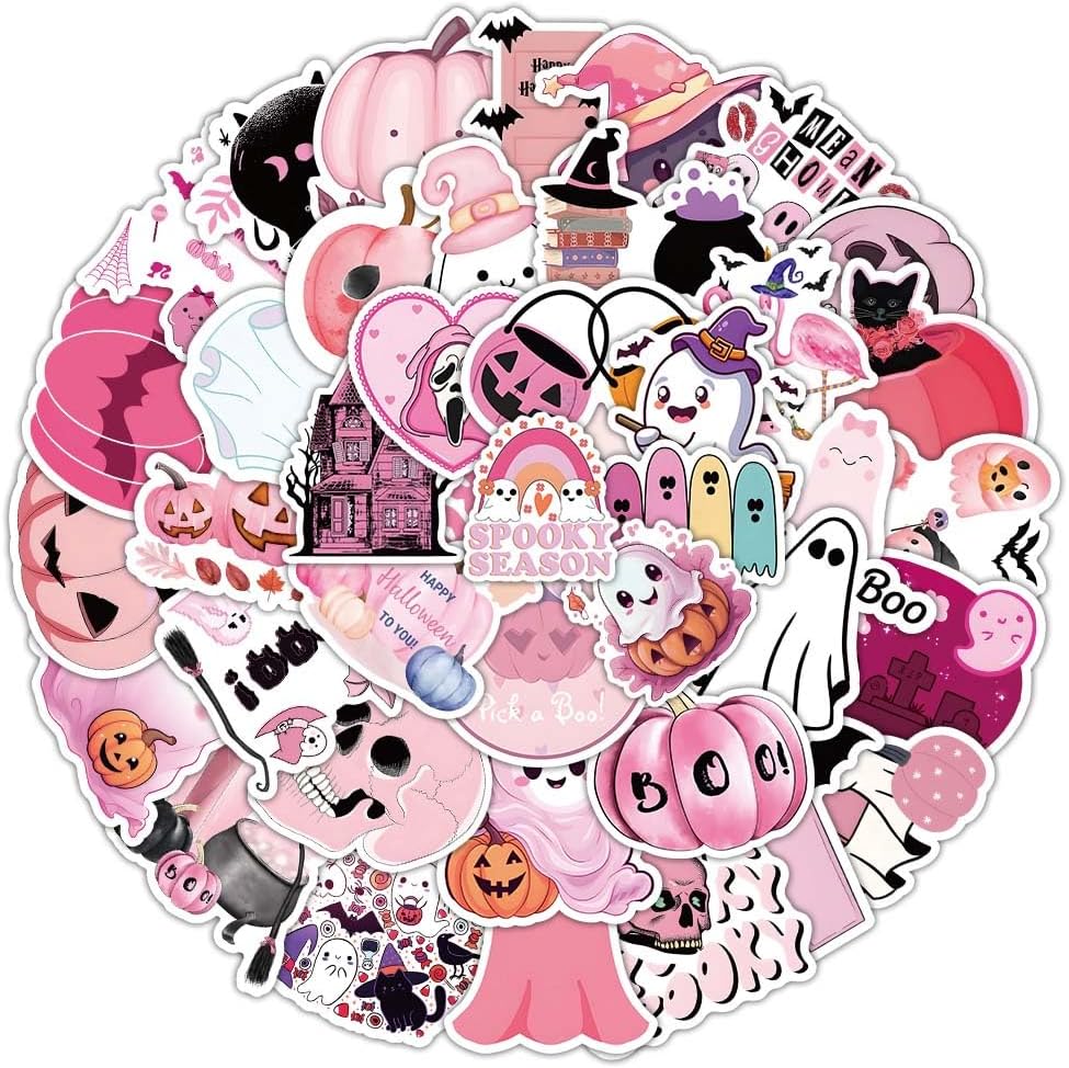 Pink Halloween Stickers Pinkoween Party Favors for Girls