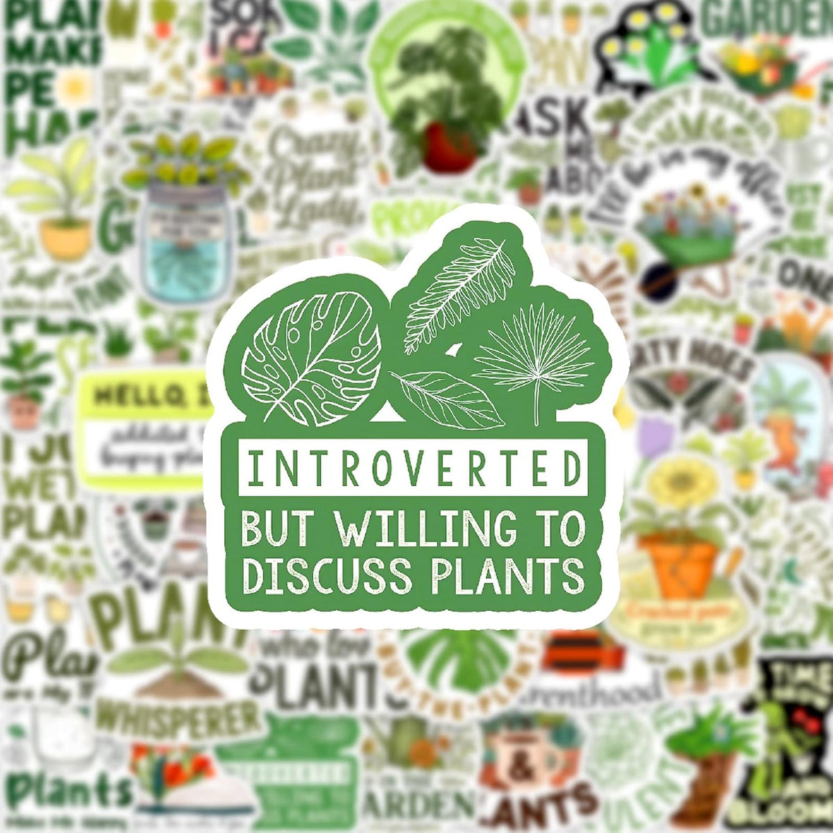 50Pcs Plant Stickers Pack, Waterproof Vinyl Funny Plant Quote Stickers for Garden Lovers Teens Adults, No‑Residue Decals for Journaling Scrapbooking Water Bottle Laptop Phone Case Luggage Decor