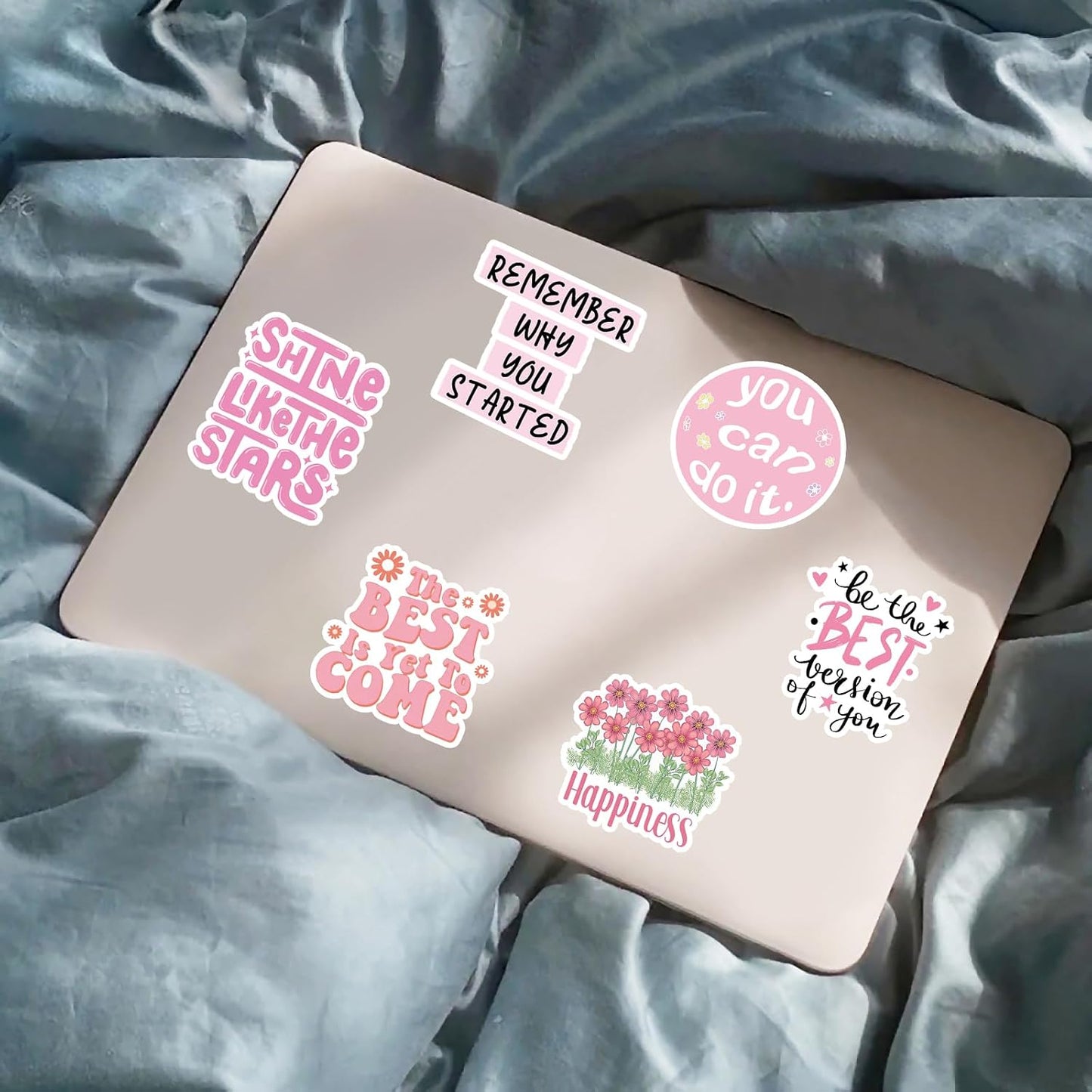 50pcs Pink Motivational Stickers for Girl, Positive Quote Waterproof Vinyl Decal for Kids Adult Teen Laptop Skateboard Water Bottle Phone Notebook Guitar(Pink Inspirational Words)
