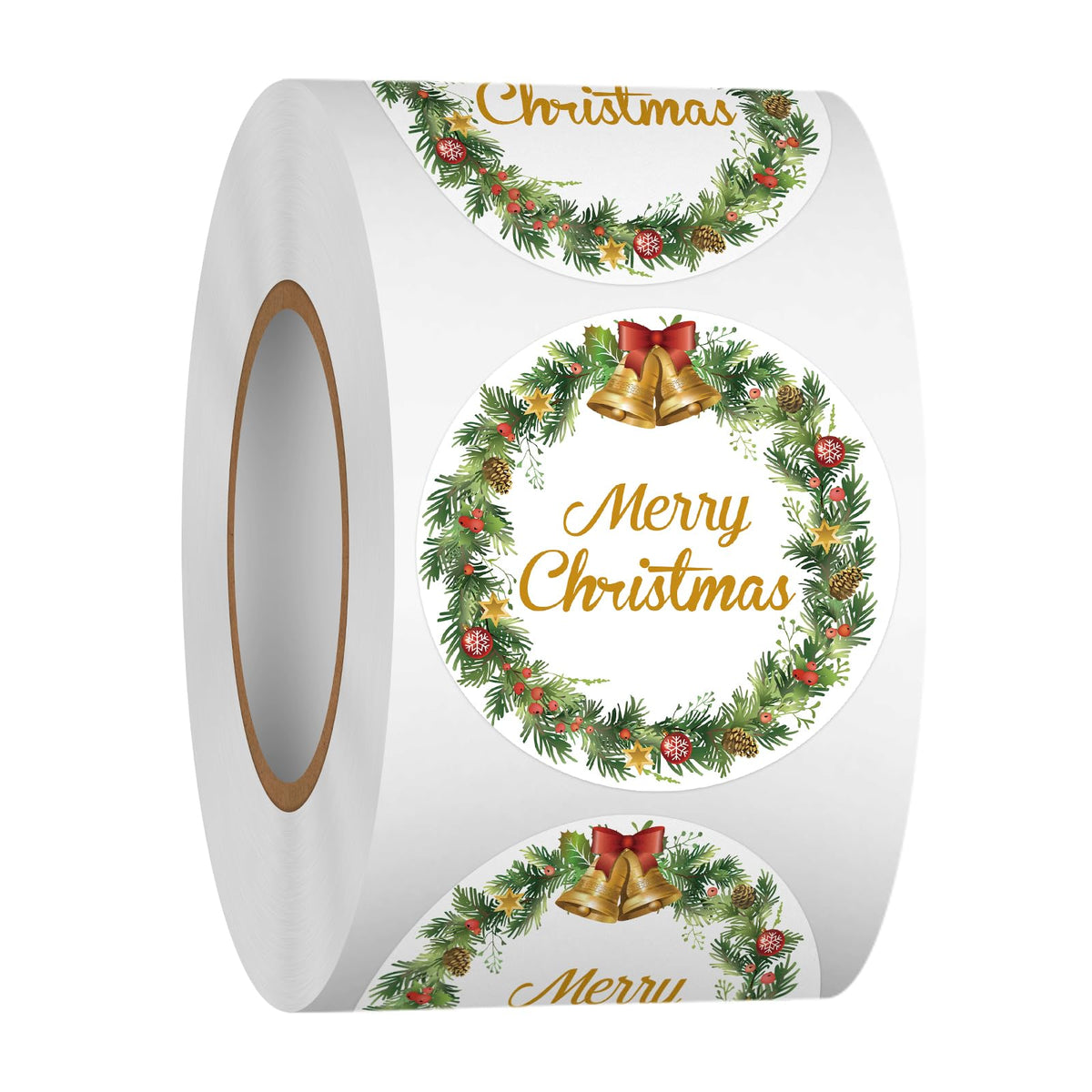 Heyfibro 500 Pcs 1.5 Inch Happy Holidays Stickers Christmas Sticker Roll for Envelopes,Gift Packing,Cards,Party Supplies (Snowflake)