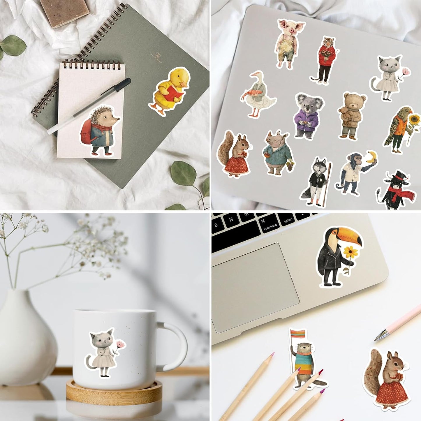Ychsring Animal Stickers - Zoo Party 50 Pcs Waterproof Vinyl Cartoon Animal Stickers for Water Bottle, Laptop, Phone Case, Cup, Guitar - Forest Woodland Animal Stickers for Kids, Teens & Adults
